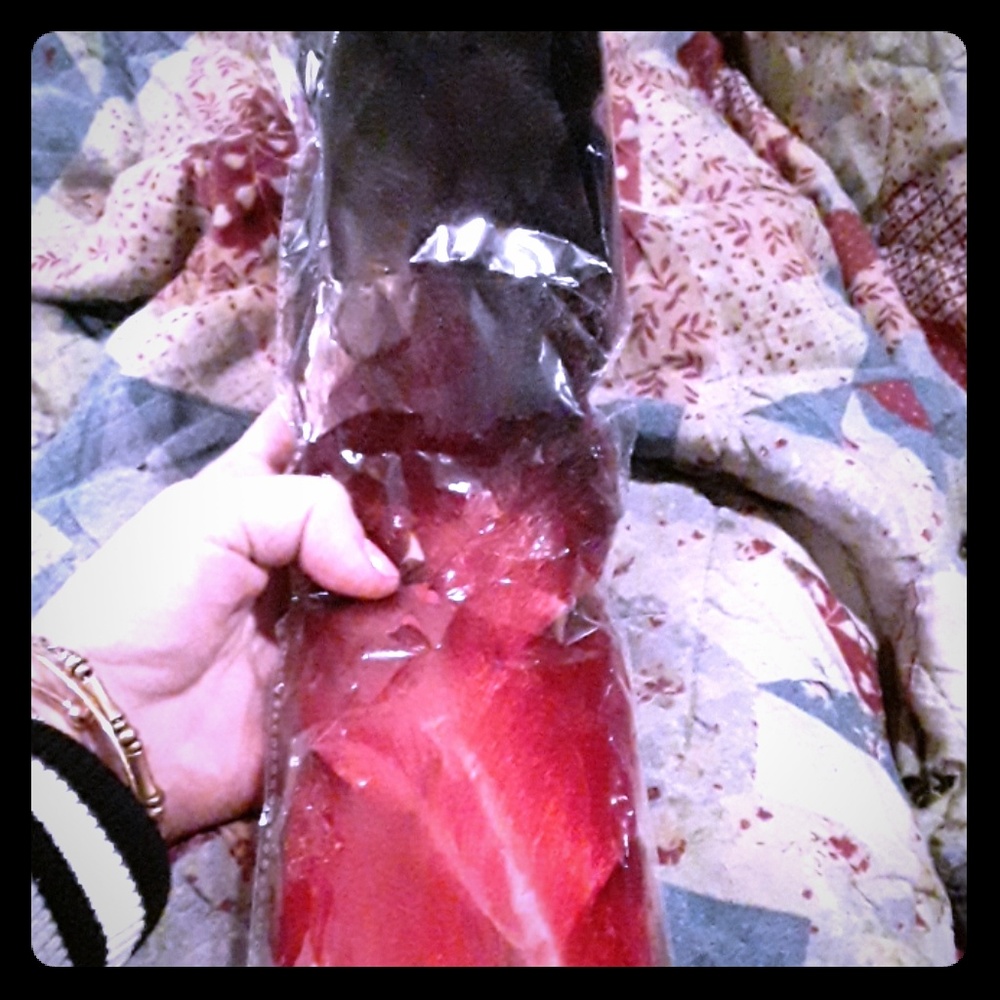 Synthetic hair with ombre black to red